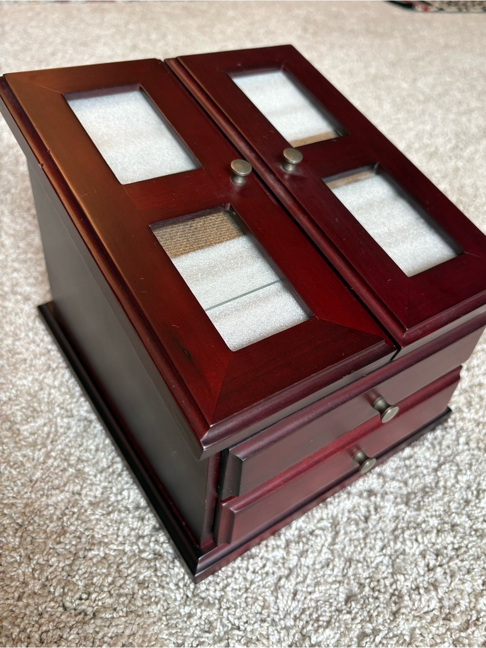 Kay Jewelers cherry Wood Jewelry Box Storage Organizer 8”x7”(5”)